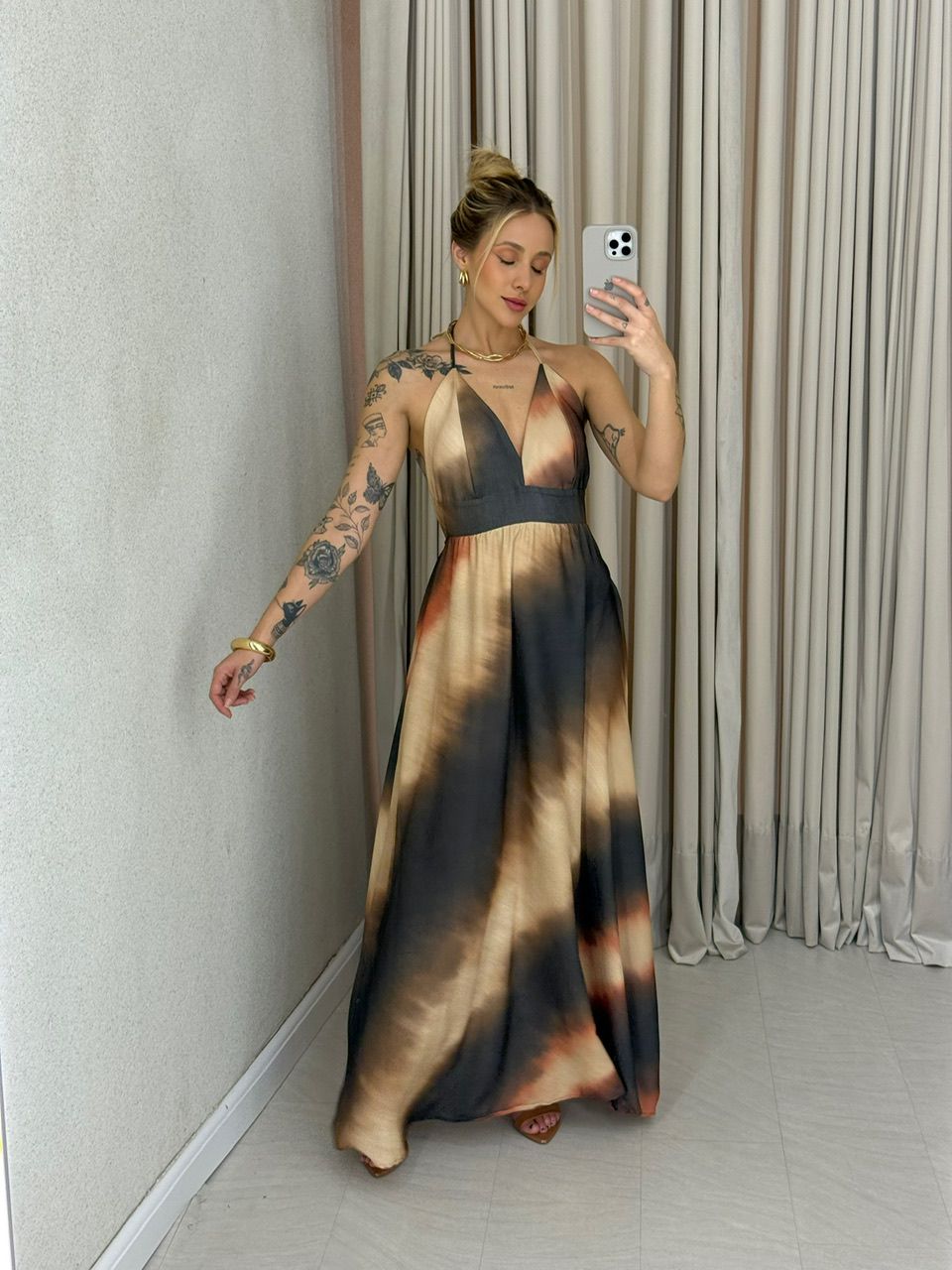 VESTIDO CORALINA ALÇA MARROM
