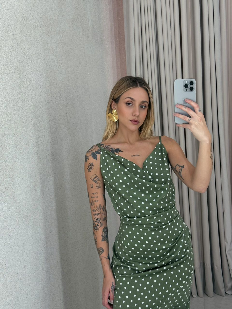 VESTIDO ANA LAURA POÁ VERDE