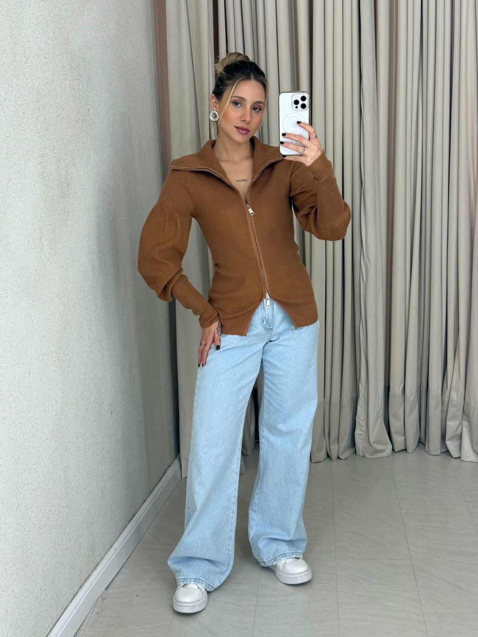 BLUSA FÁTIMA ZÍPER CARAMELO
