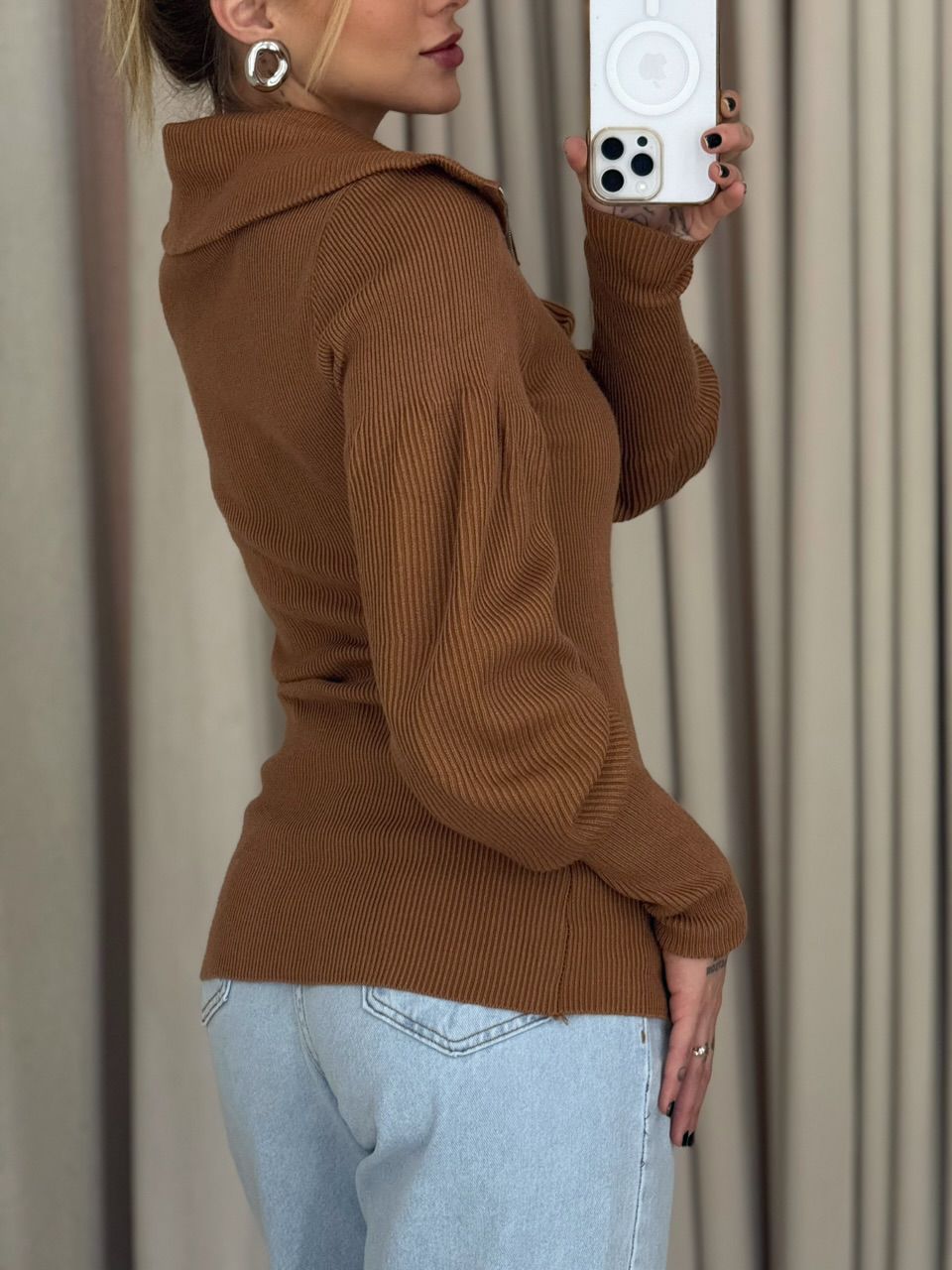 BLUSA FÁTIMA ZÍPER CARAMELO