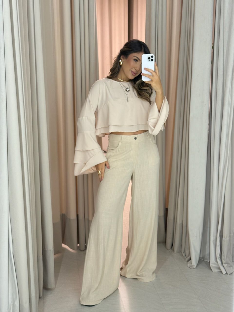 CALÇA ELIS LINHO AREIA