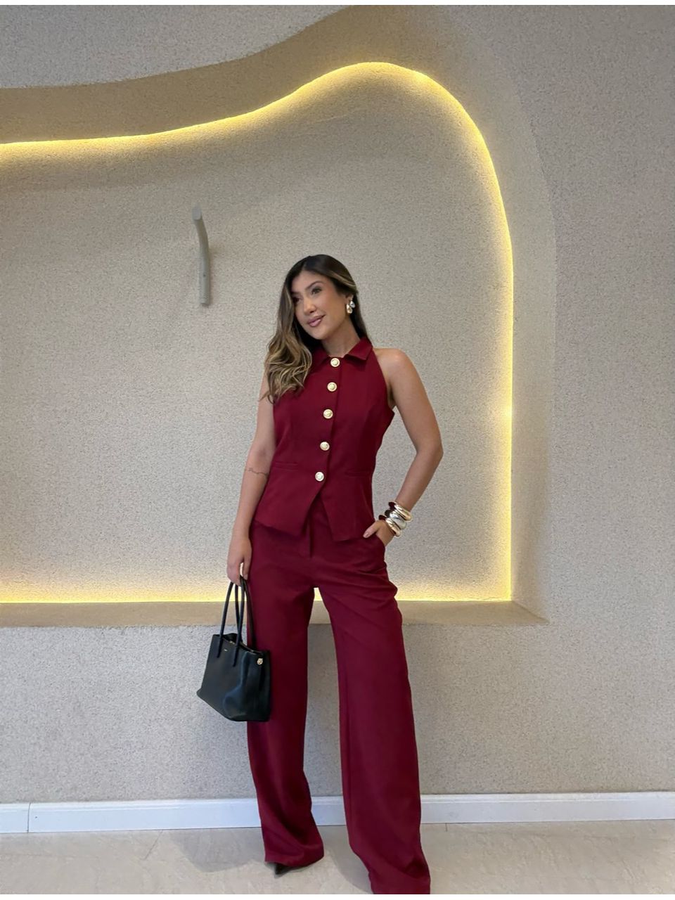 CONJUNTO LAUREN BOTÕES VINHO