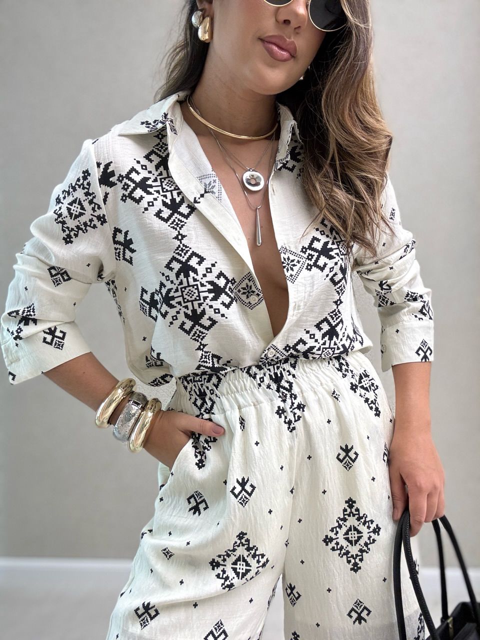 CONJUNTO VERA ESTAMPADO MARFIM