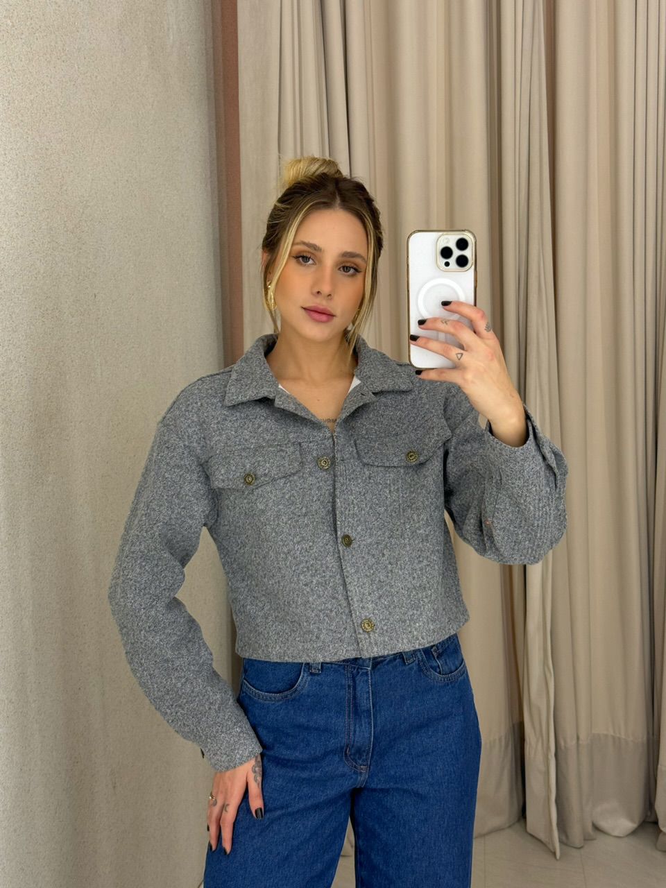 JAQUETA LAVINIA BOTÕES CINZA