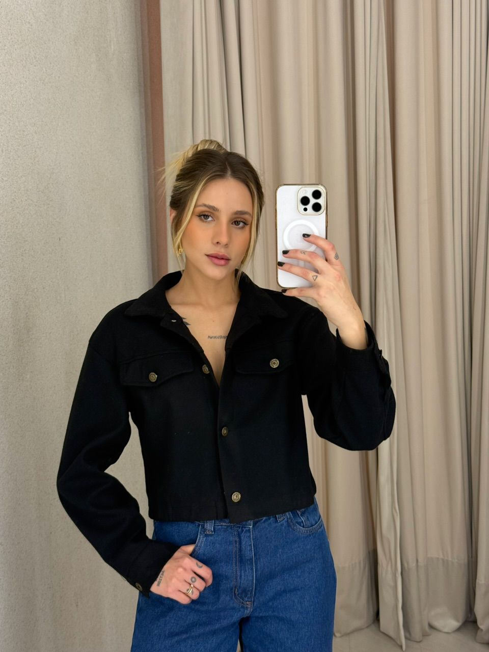 JAQUETA LAVINIA BOTÕES PRETO