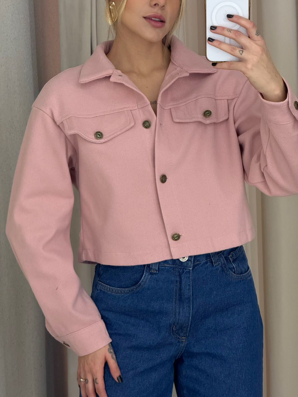 JAQUETA LAVINIA BOTÕES ROSA