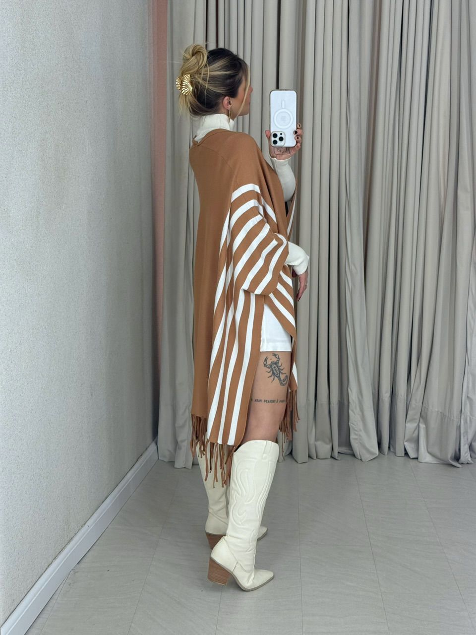 KIMONO ESTER LISTRADO NUDE