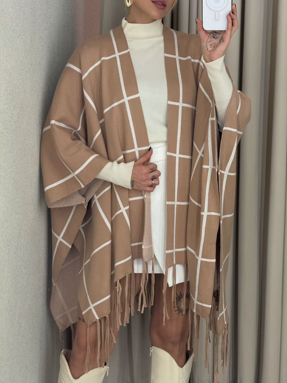 KIMONO MARCELA XADREZ NUDE