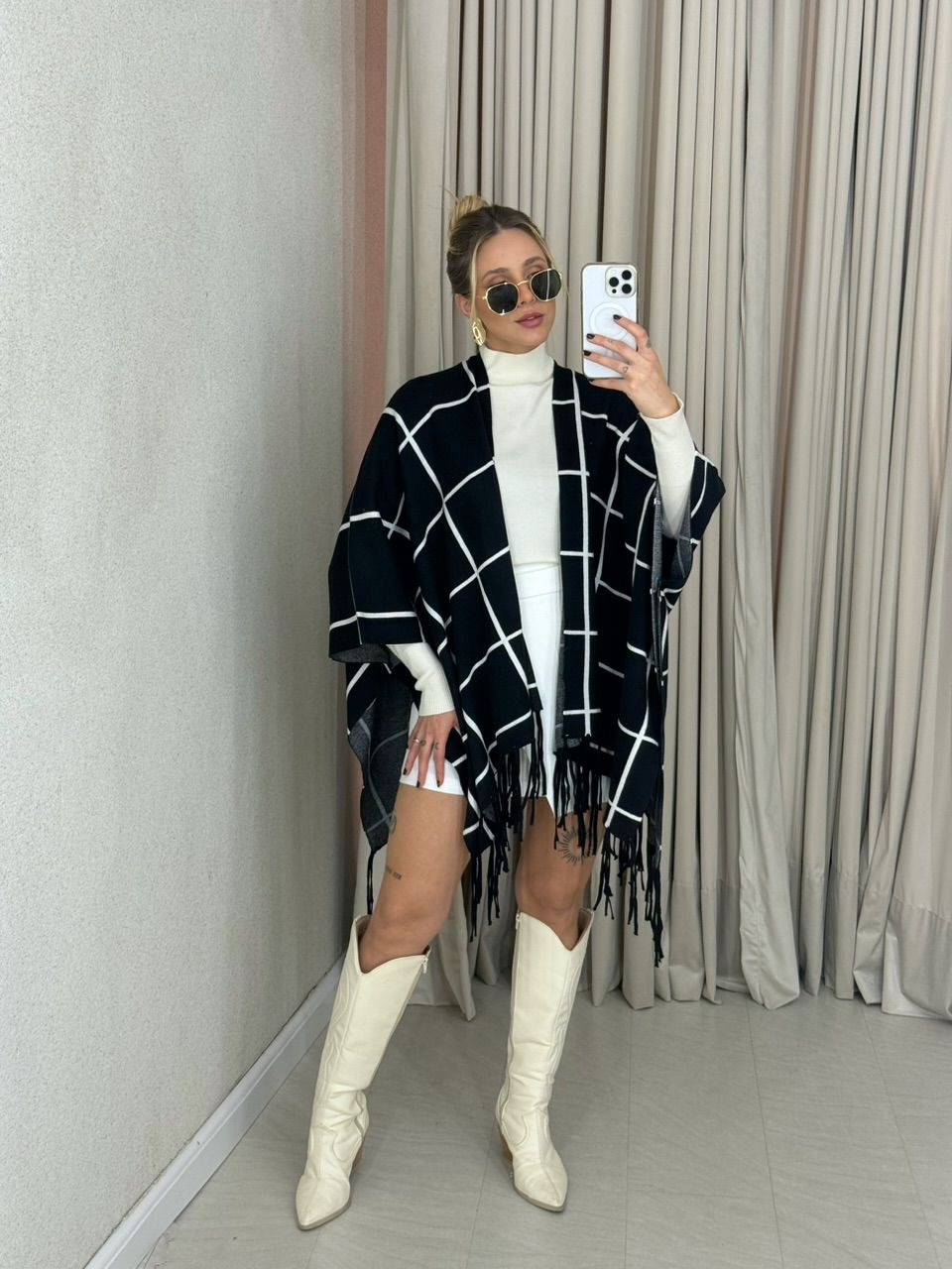KIMONO MARCELA XADREZ PRETO/OFF