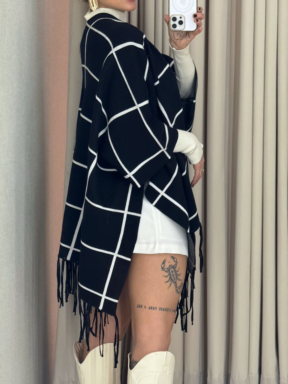 KIMONO MARCELA XADREZ PRETO/OFF