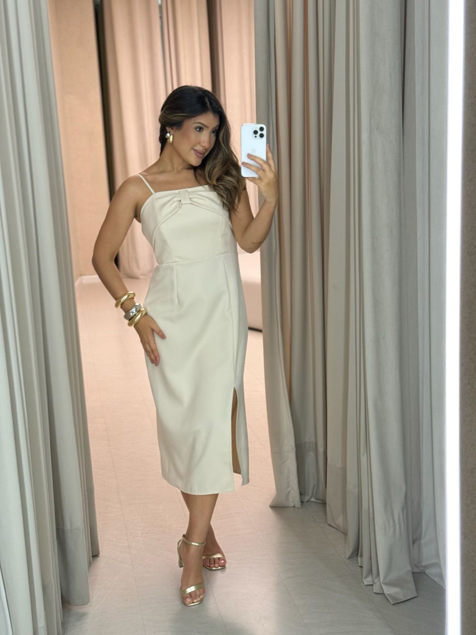 VESTIDO SORAIA ALÇA AREIA - 0066680110 - CAROLLA FERRARO