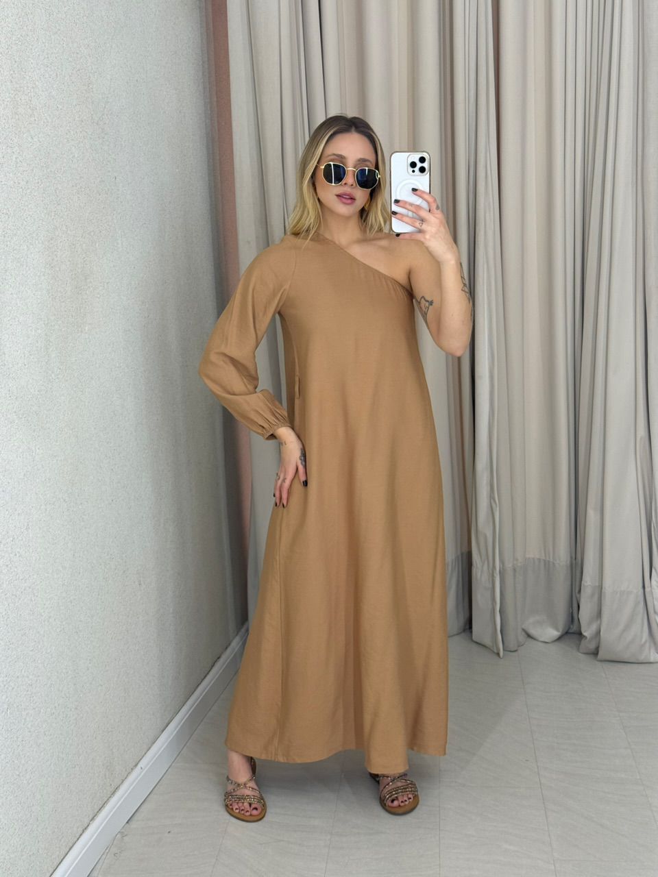VESTIDO THAYNA NULA MANGA NUDE
