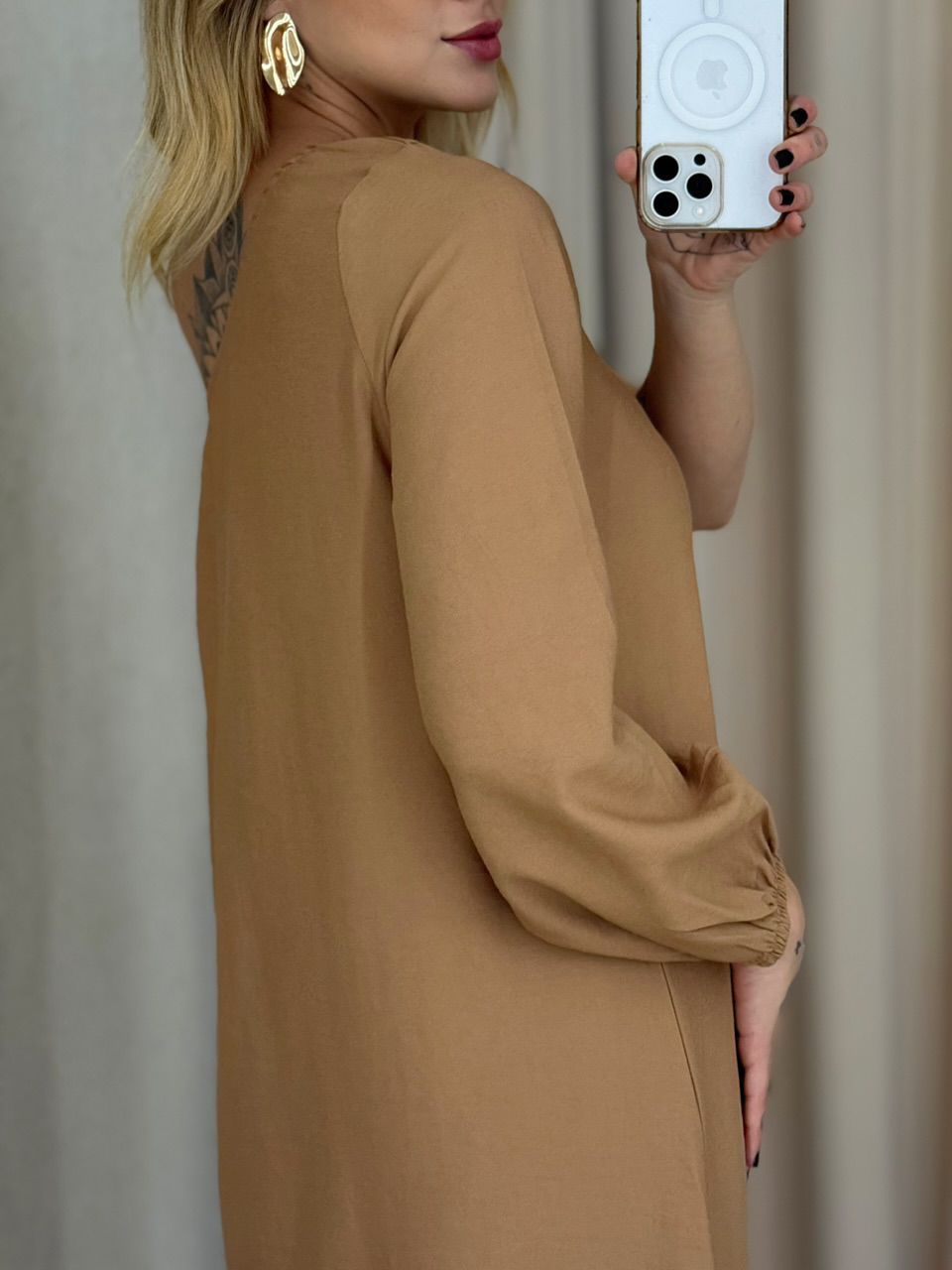 VESTIDO THAYNA NULA MANGA NUDE