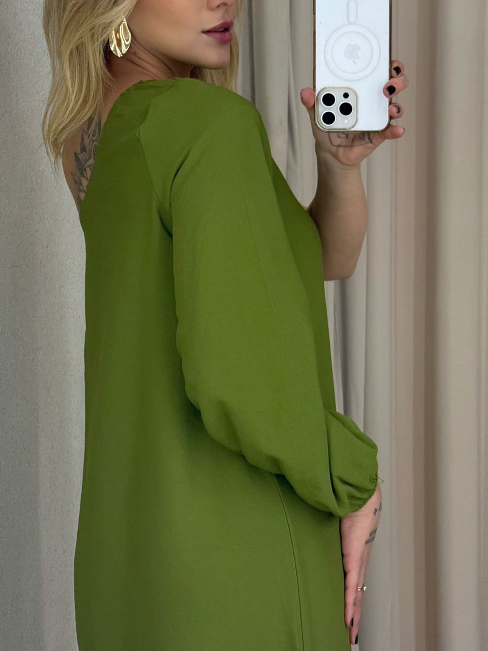 VESTIDO THAYNA NULA MANGA OLIVA