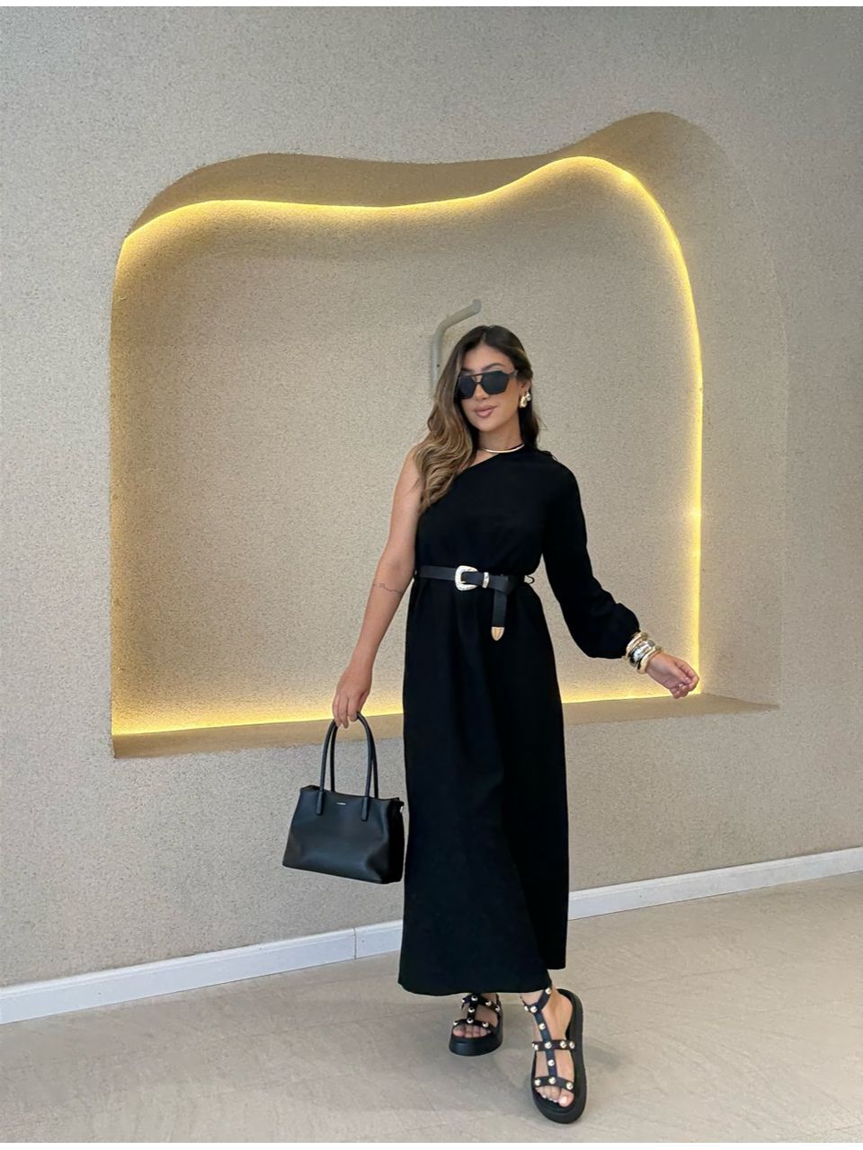 VESTIDO THAYNA NULA MANGA PRETO