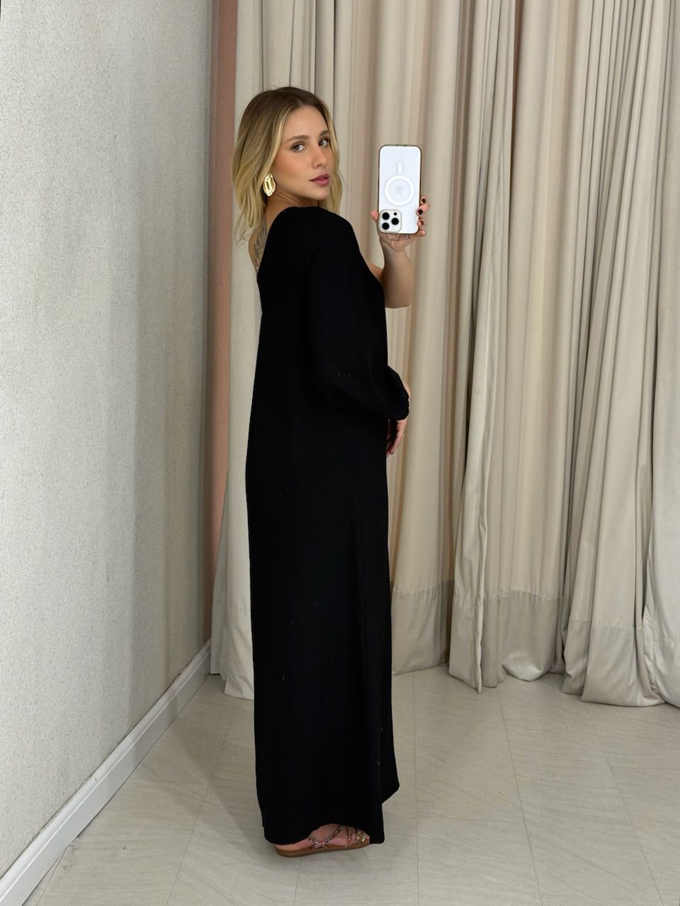VESTIDO THAYNA NULA MANGA PRETO