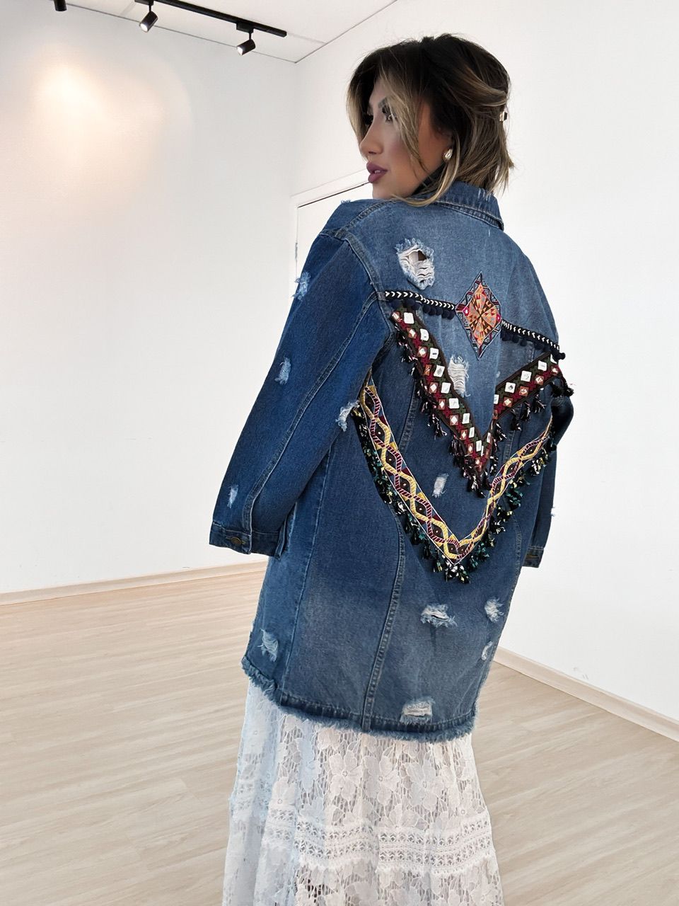JAQUETA ETNICA JEANS AZUL