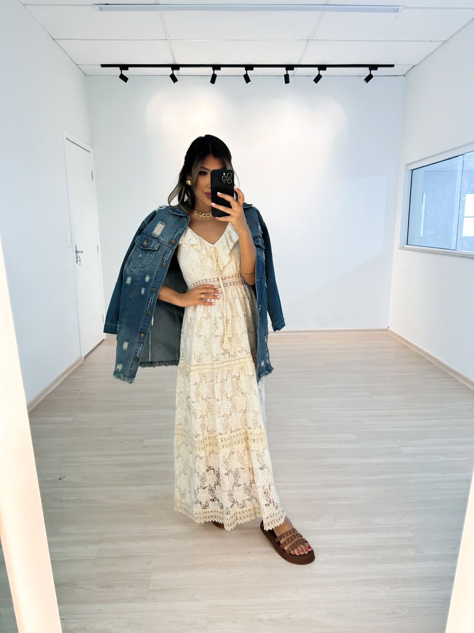 VESTIDO DIAMOND RENDA MARFIM