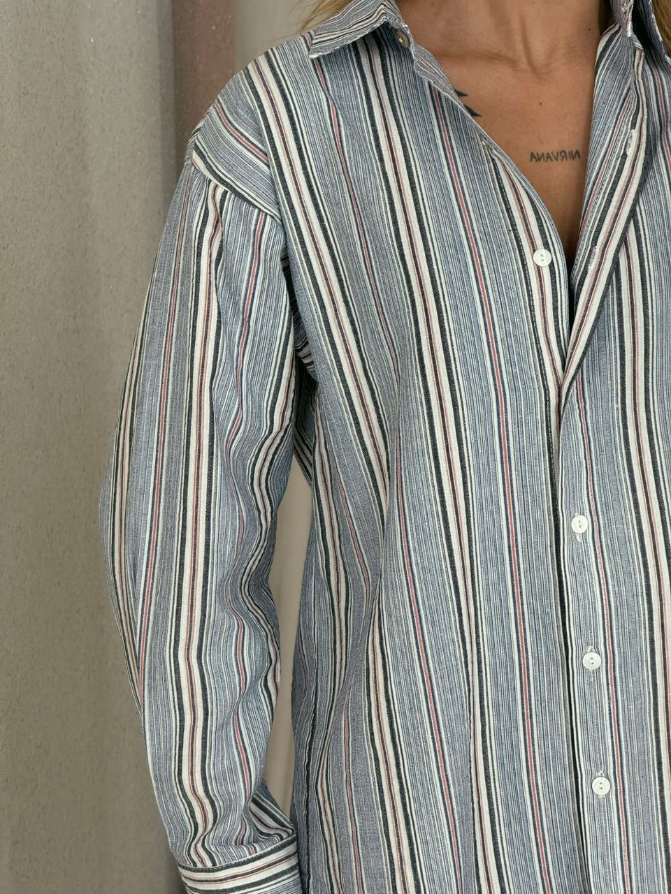 CAMISA SARA LISTRAS Azul Escuro