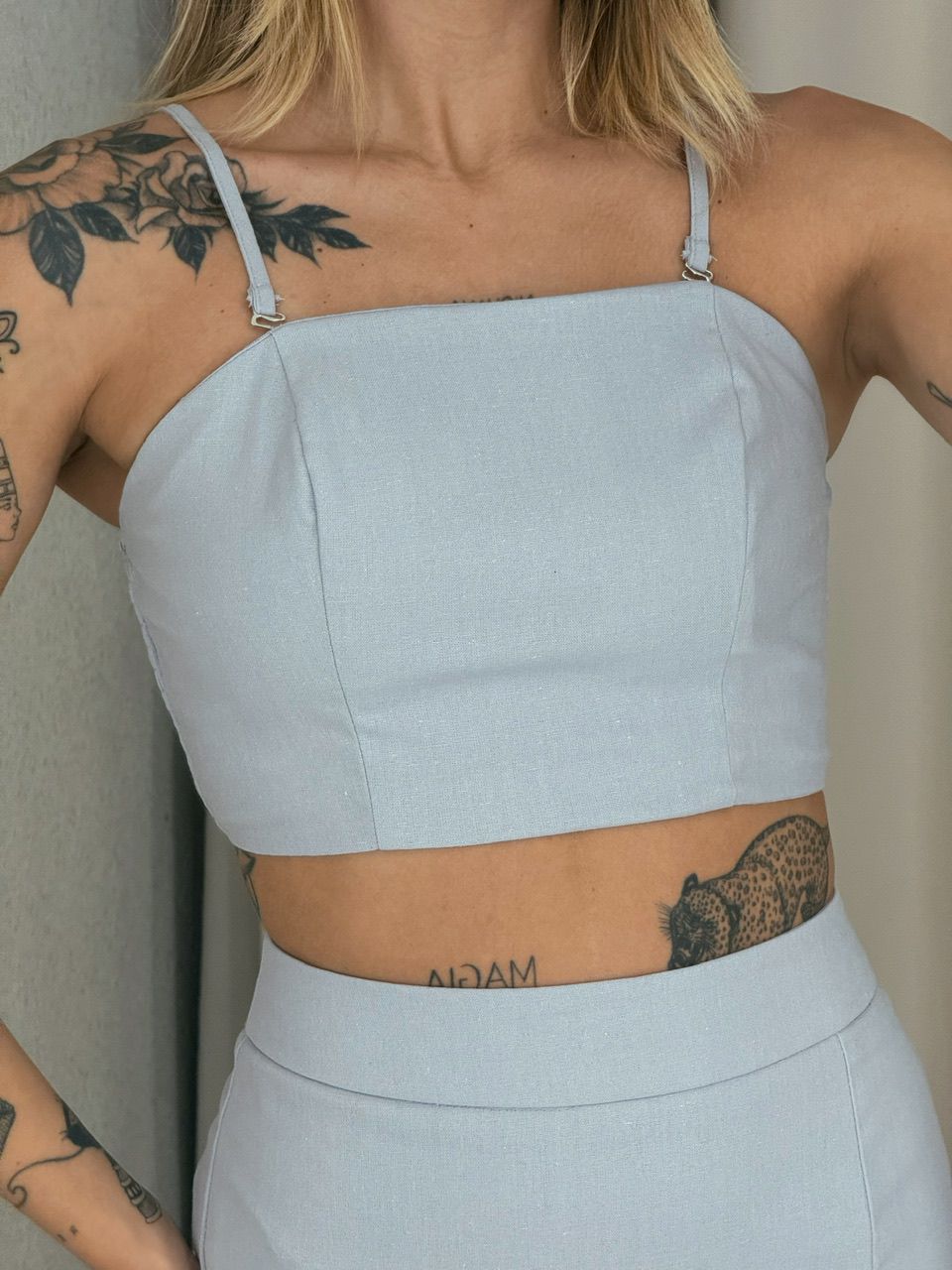 CONJUNTO HANNA TOP SAIA CINZA