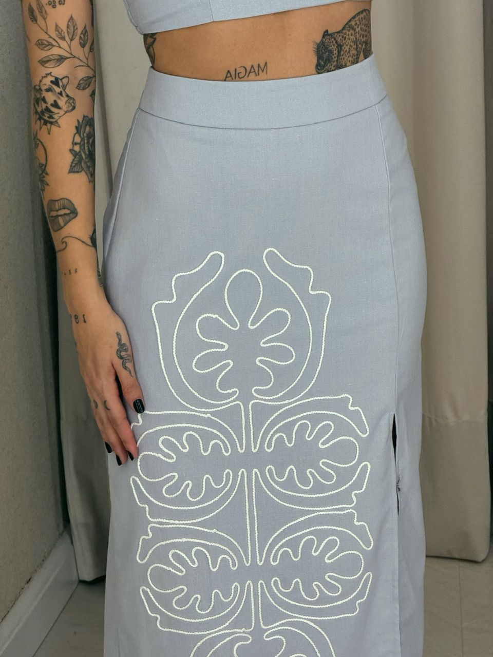 CONJUNTO HANNA TOP SAIA CINZA