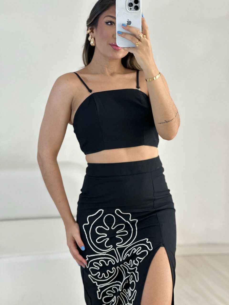 CONJUNTO HANNA TOP SAIA PRETO