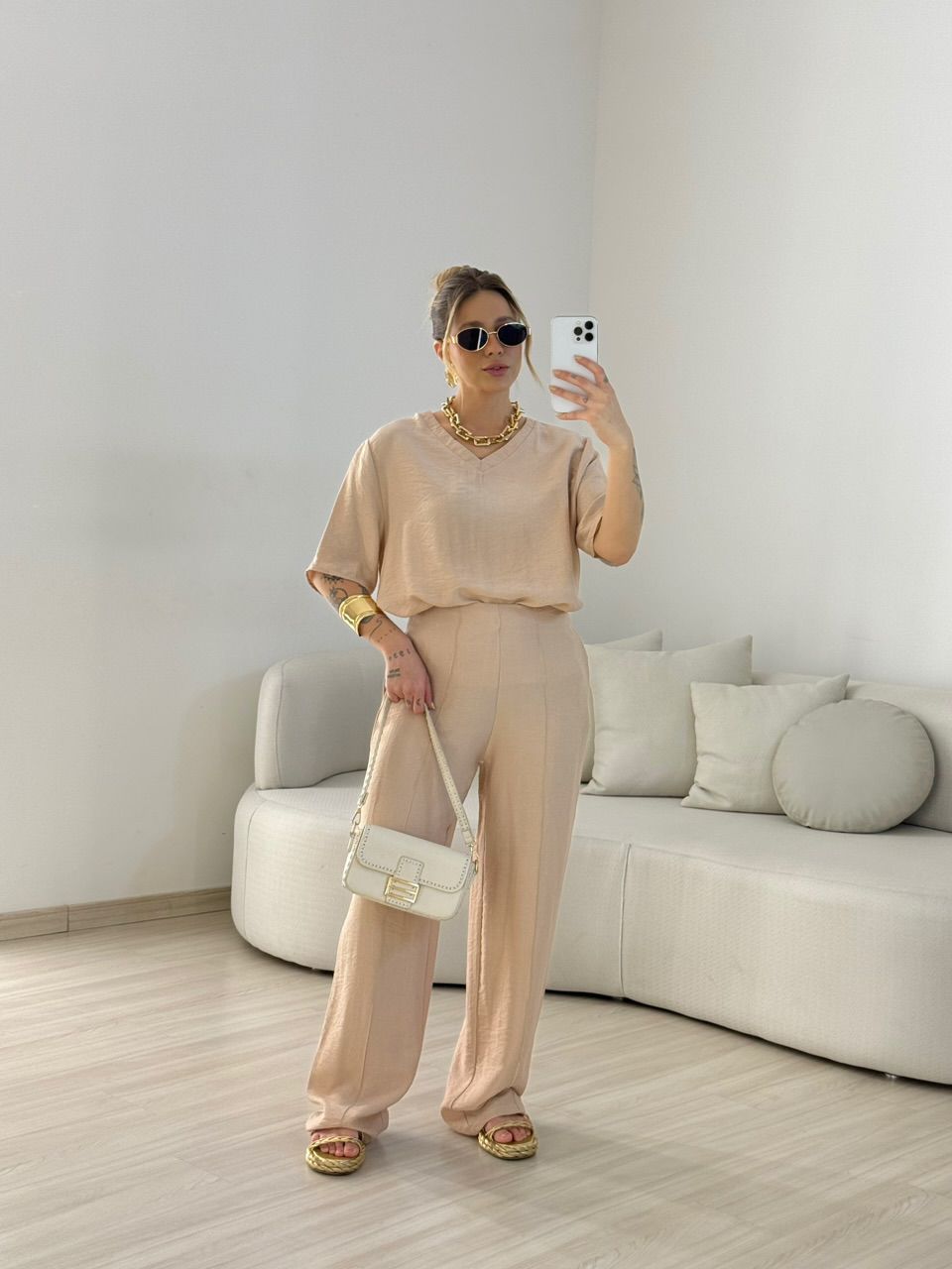 CONJUNTO ANA CLARA CALÇA NUDE - 0068030049 - CAROLLA FERRARO