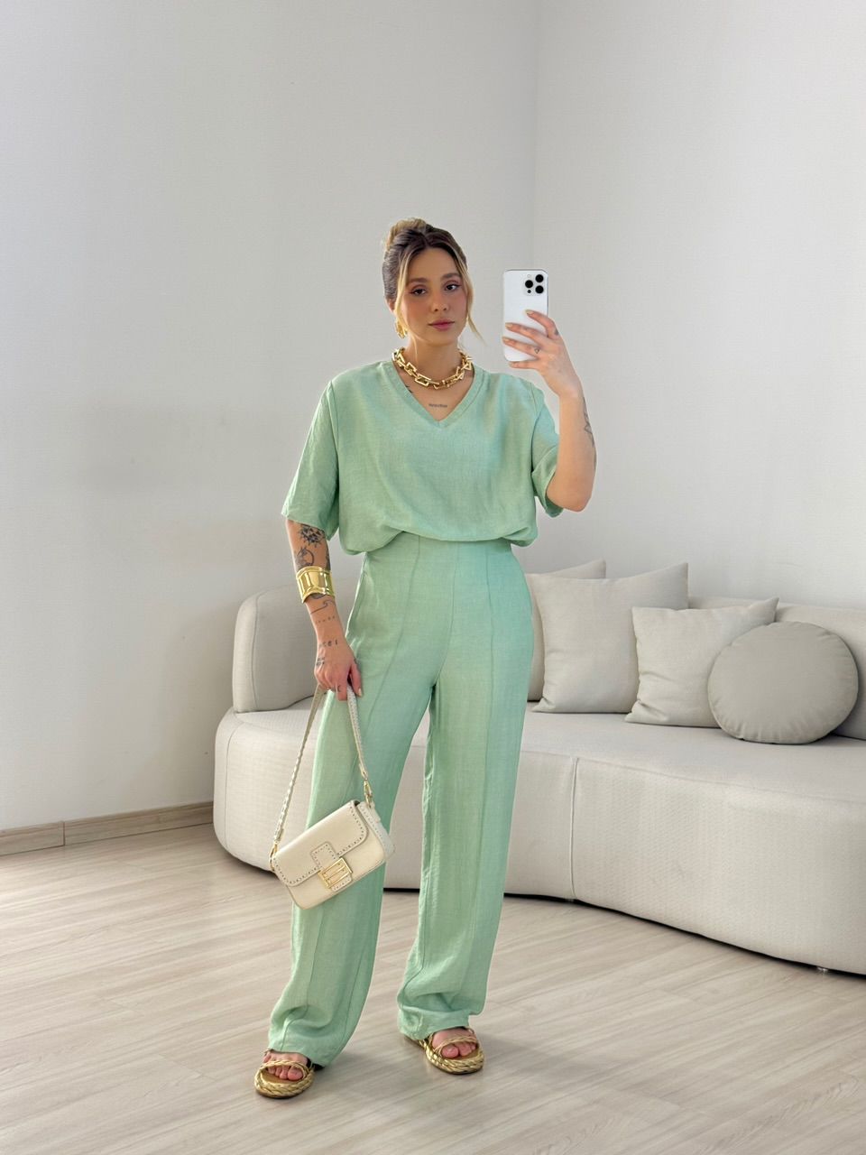 CONJUNTO ANA CLARA CALÇA BABY GREEN - 0068030400 - CAROLLA FERRARO