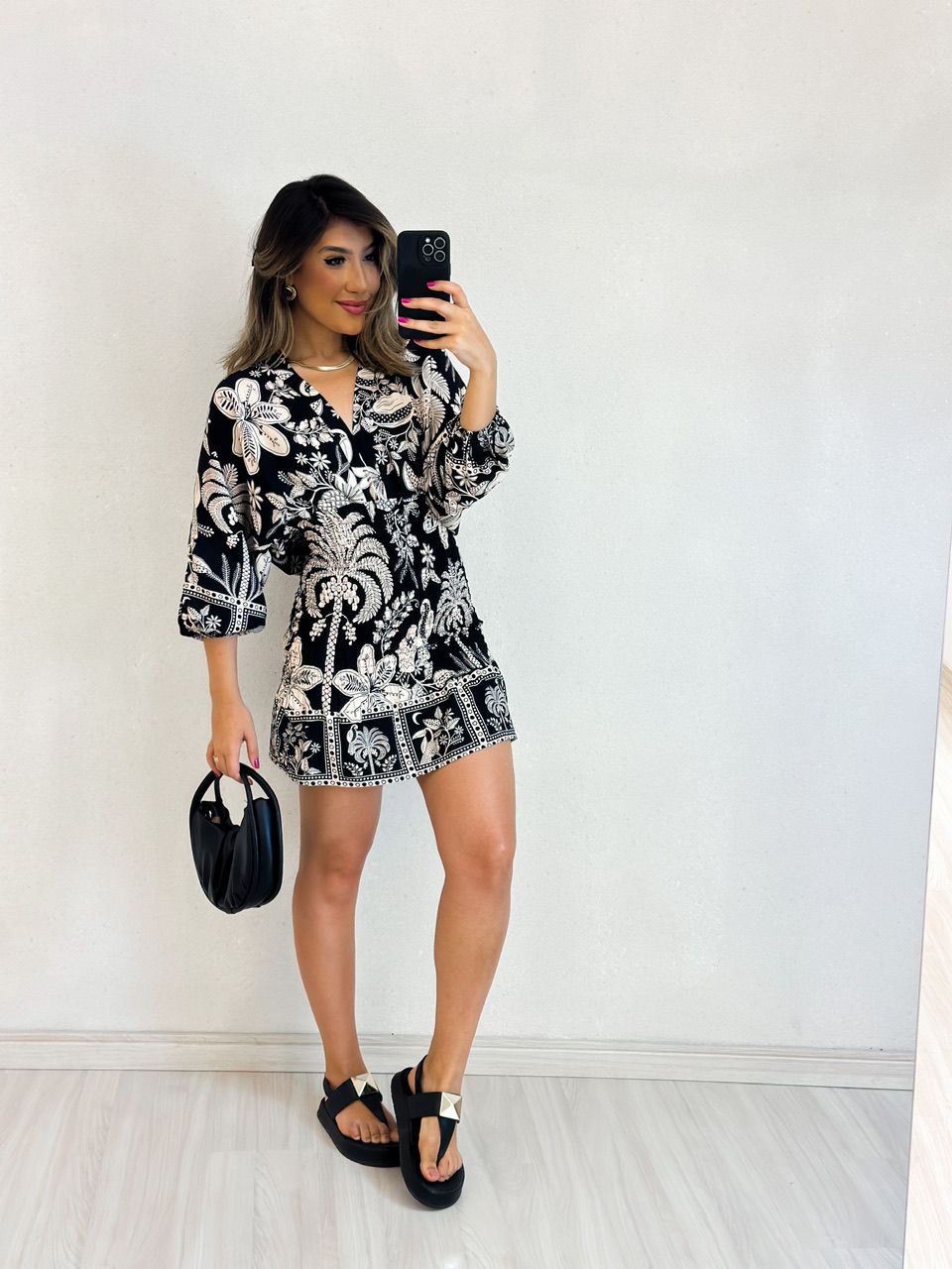 VESTIDO DIANA LASTEX PRETO/NUDE