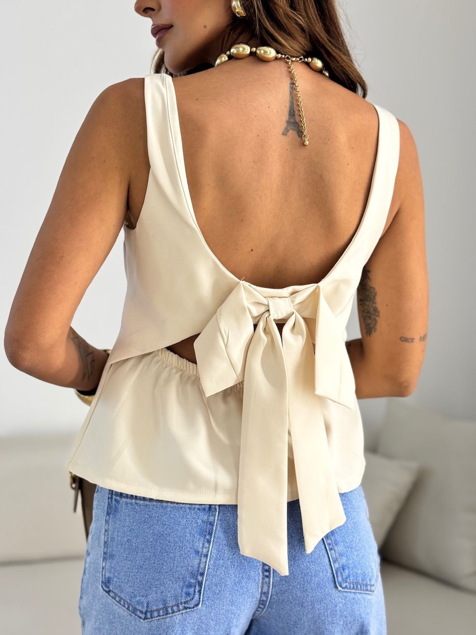 BLUSA DANDARA LAÇO AREIA
