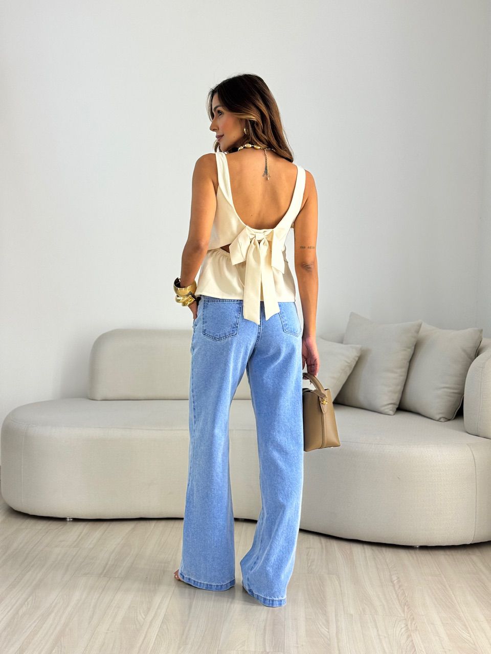 BLUSA DANDARA LAÇO AREIA