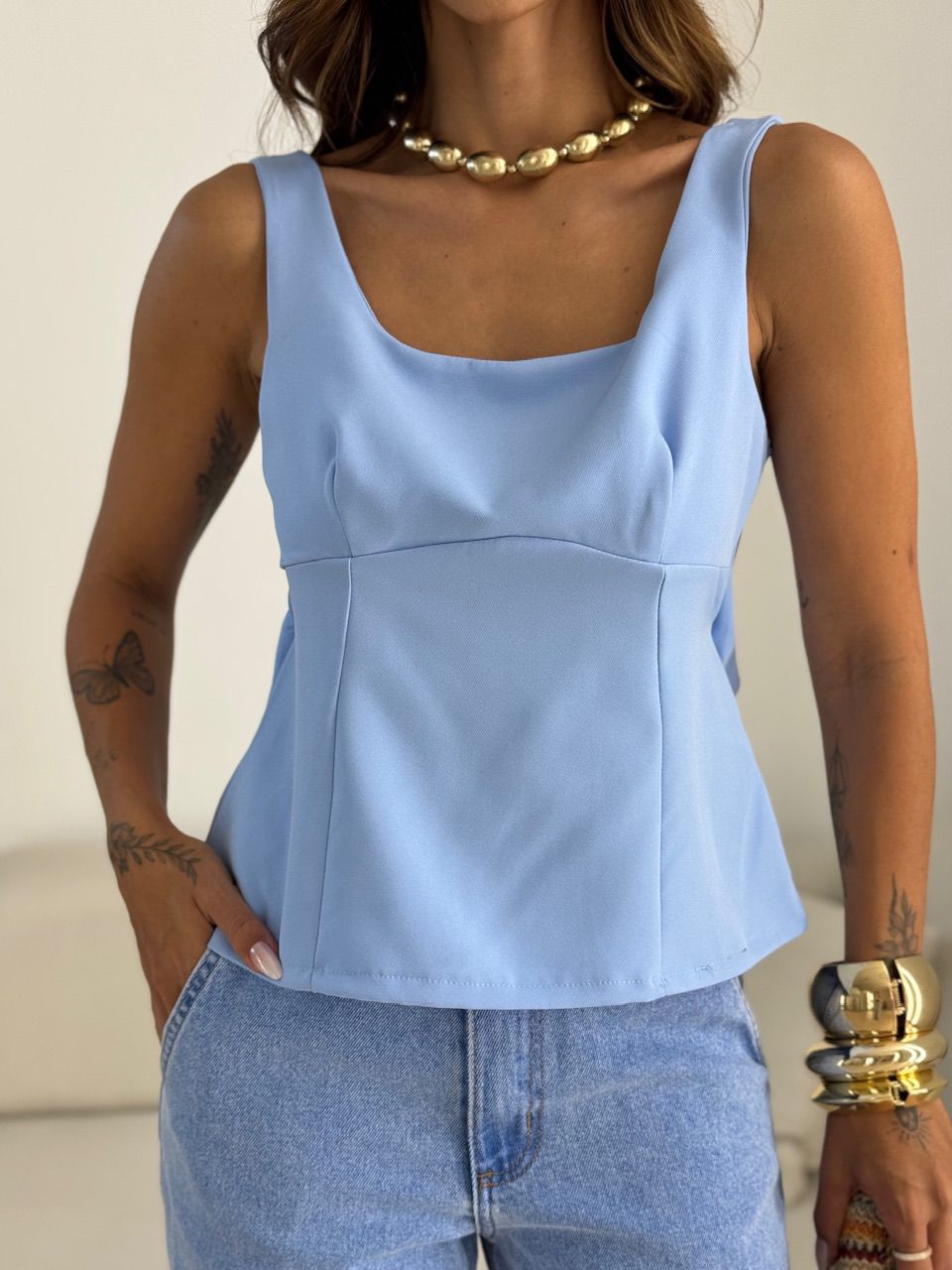 BLUSA DANDARA LAÇO AZUL