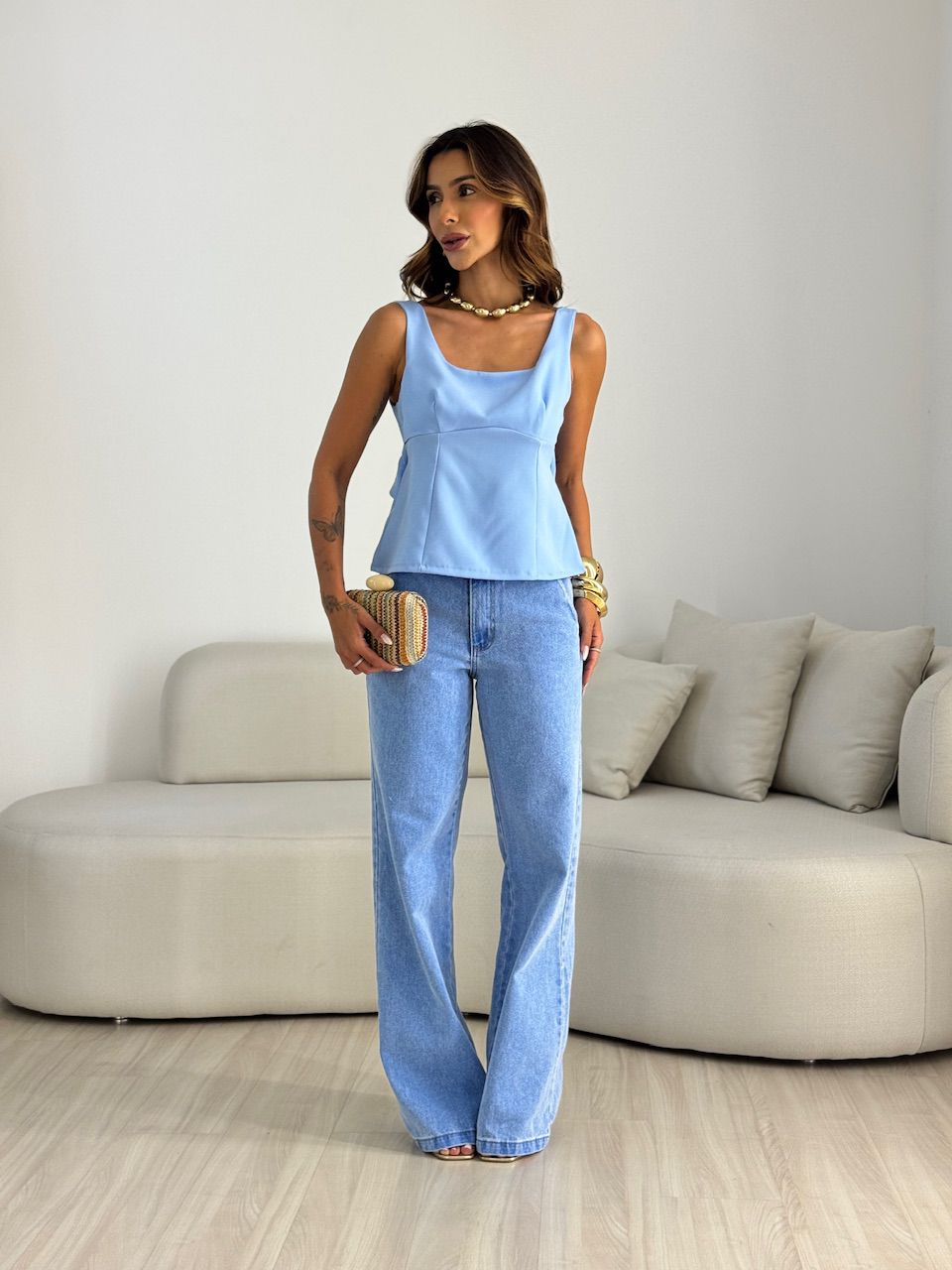 BLUSA DANDARA LAÇO AZUL