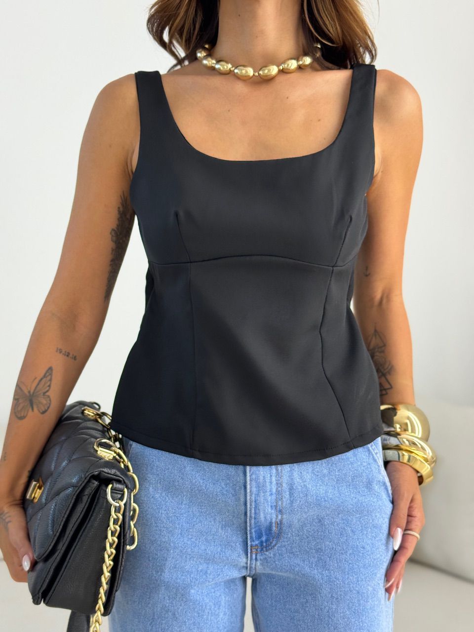 BLUSA DANDARA LAÇO PRETA