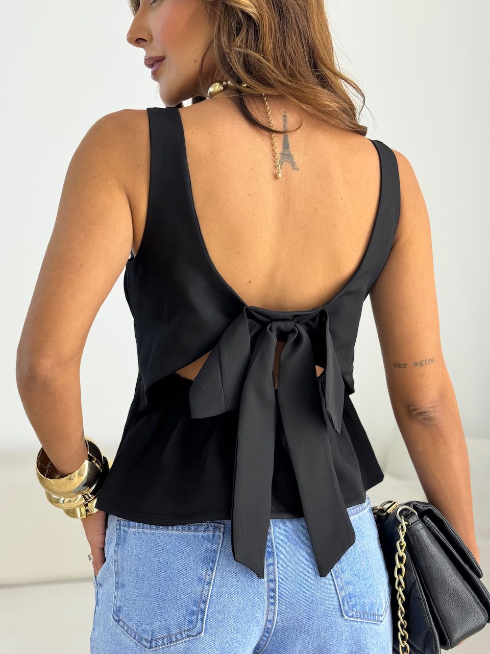 BLUSA DANDARA LAÇO PRETA