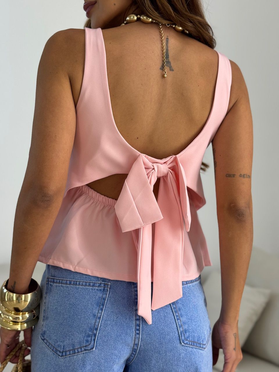 BLUSA DANDARA LAÇO ROSA