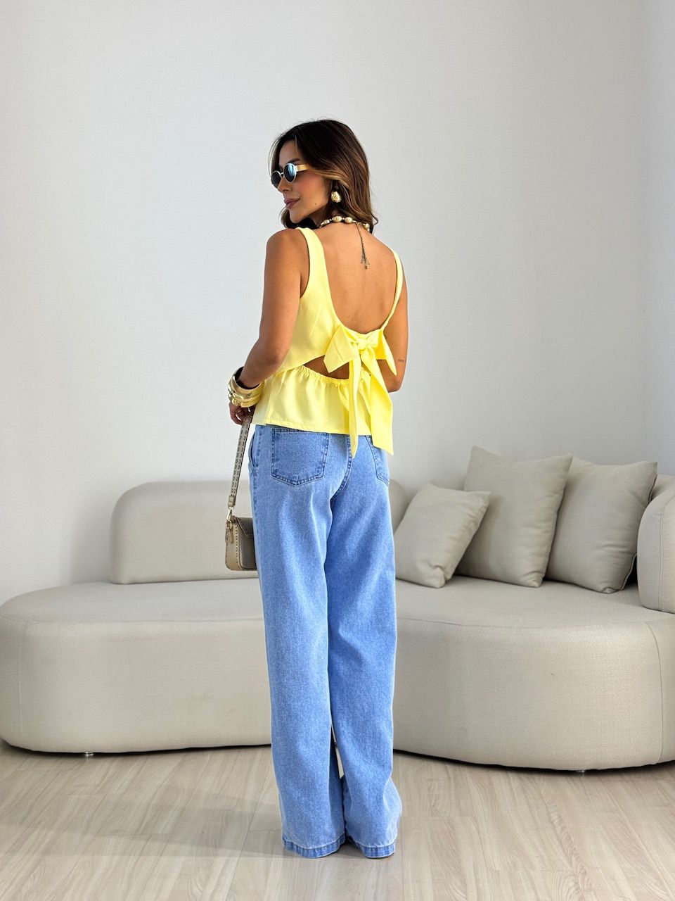 BLUSA DANDARA LAÇO YELLOW BUTTER