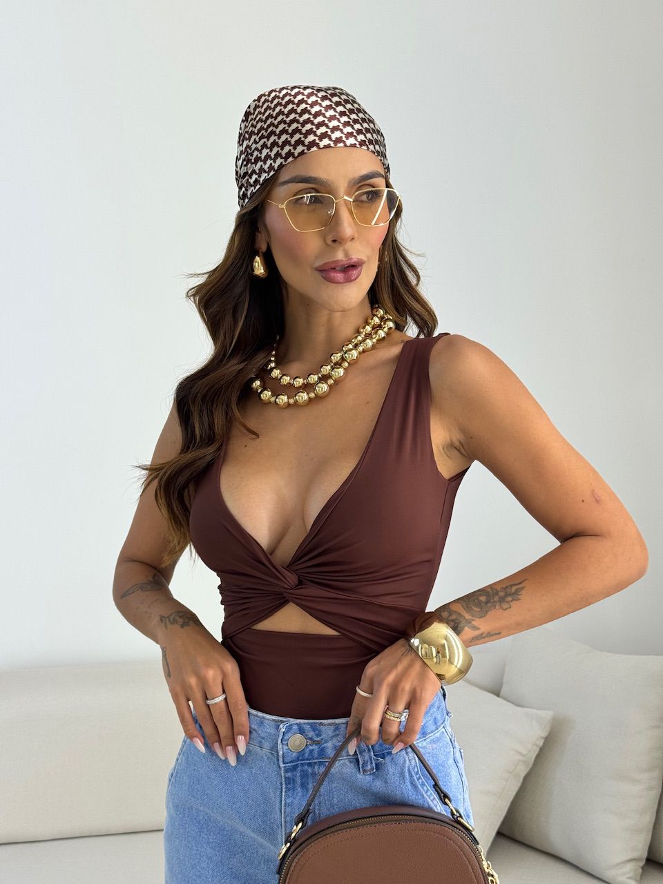 BODY RAFAELA CF TORCIDO MARROM
