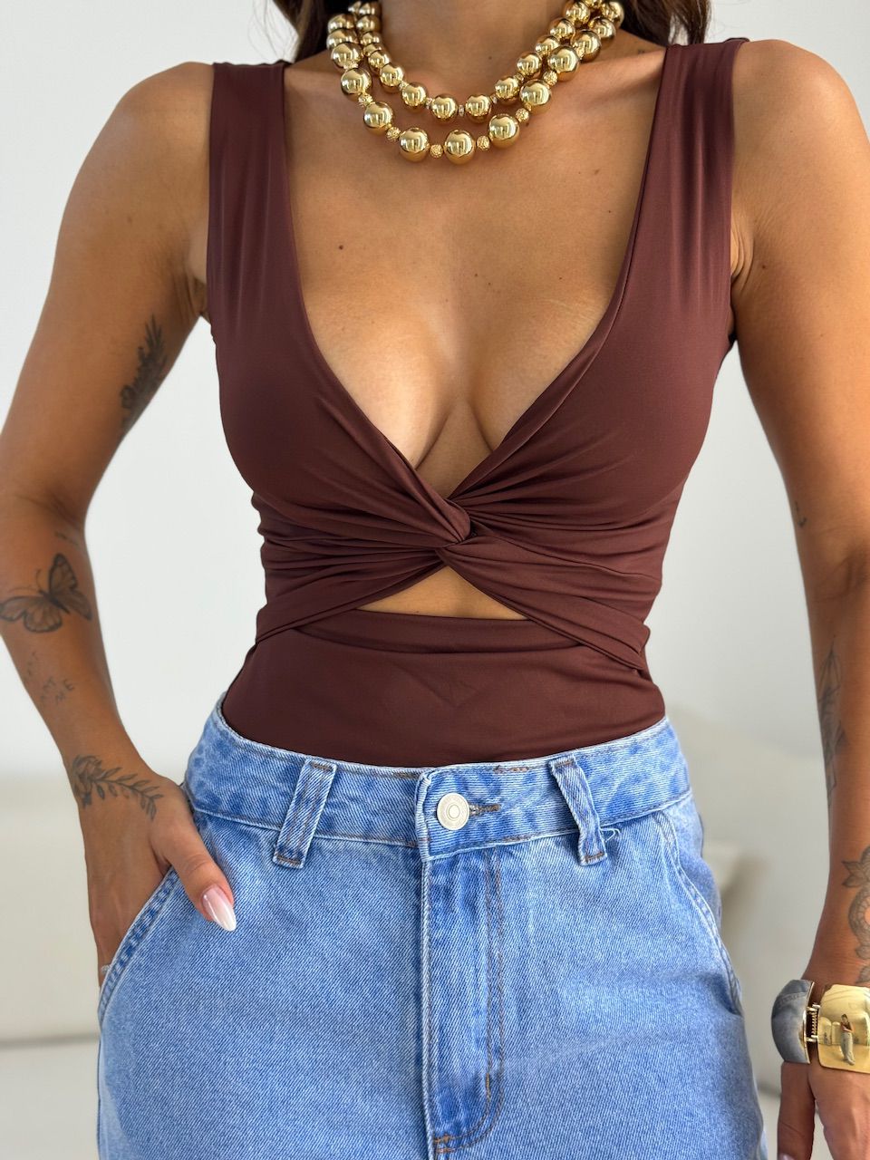 BODY RAFAELA CF TORCIDO MARROM