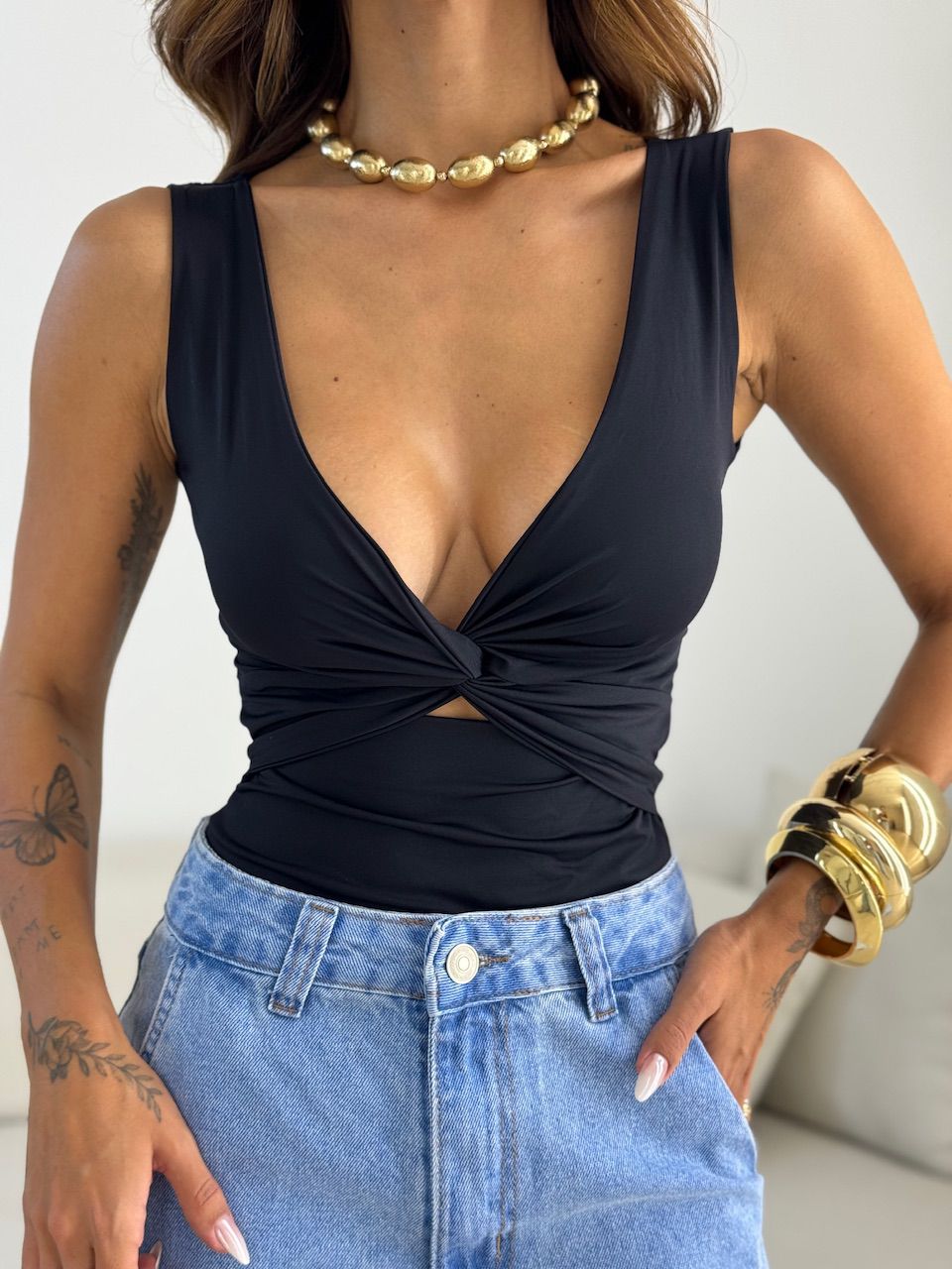 BODY RAFAELA CF TORCIDO PRETO