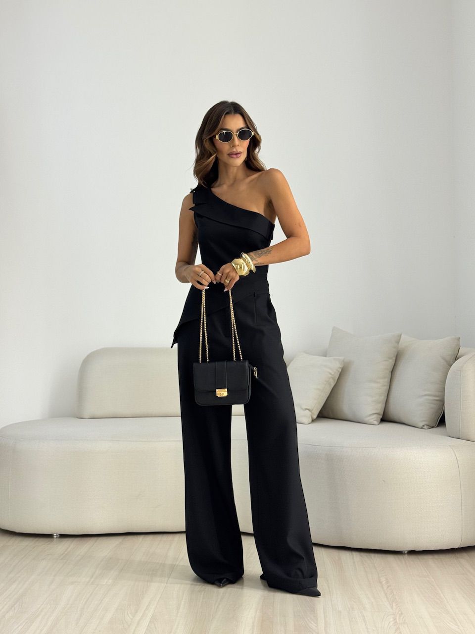 CONJUNTO MARI BLUSA ASSIMÉTRICA PRETO - 0069460032 - CAROLLA FERRARO