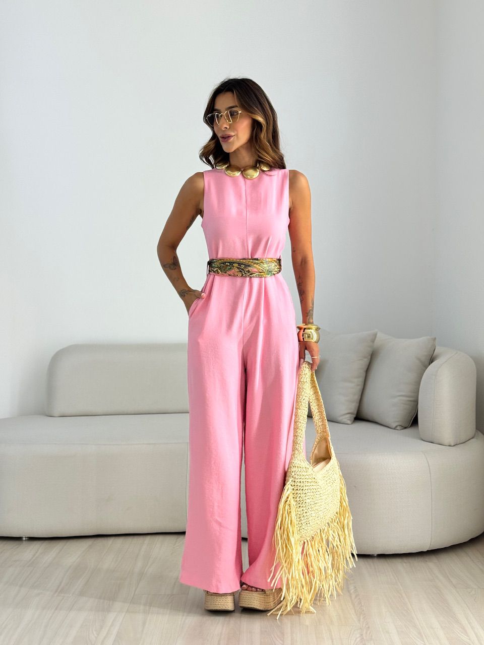 MACACÃO ALICIA FAIXA ROSA