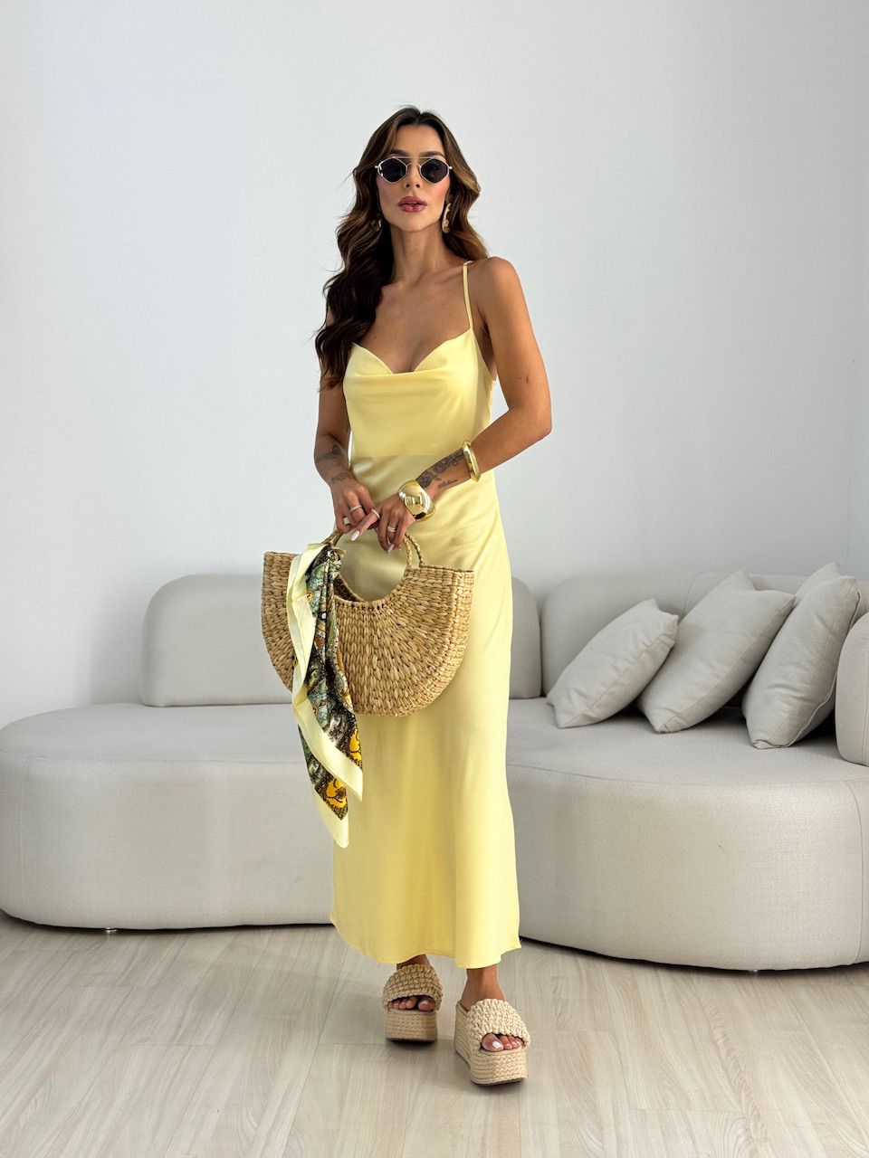 VESTIDO LUIZA ACETINADO AMARELO
