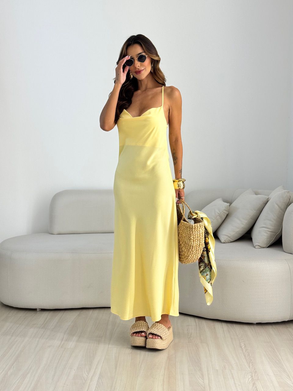 VESTIDO LUIZA ACETINADO AMARELO