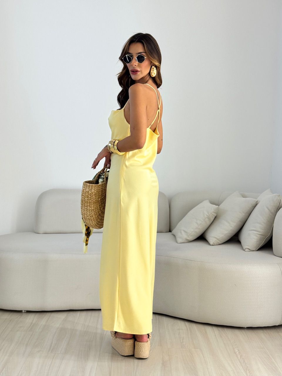 VESTIDO LUIZA ACETINADO AMARELO