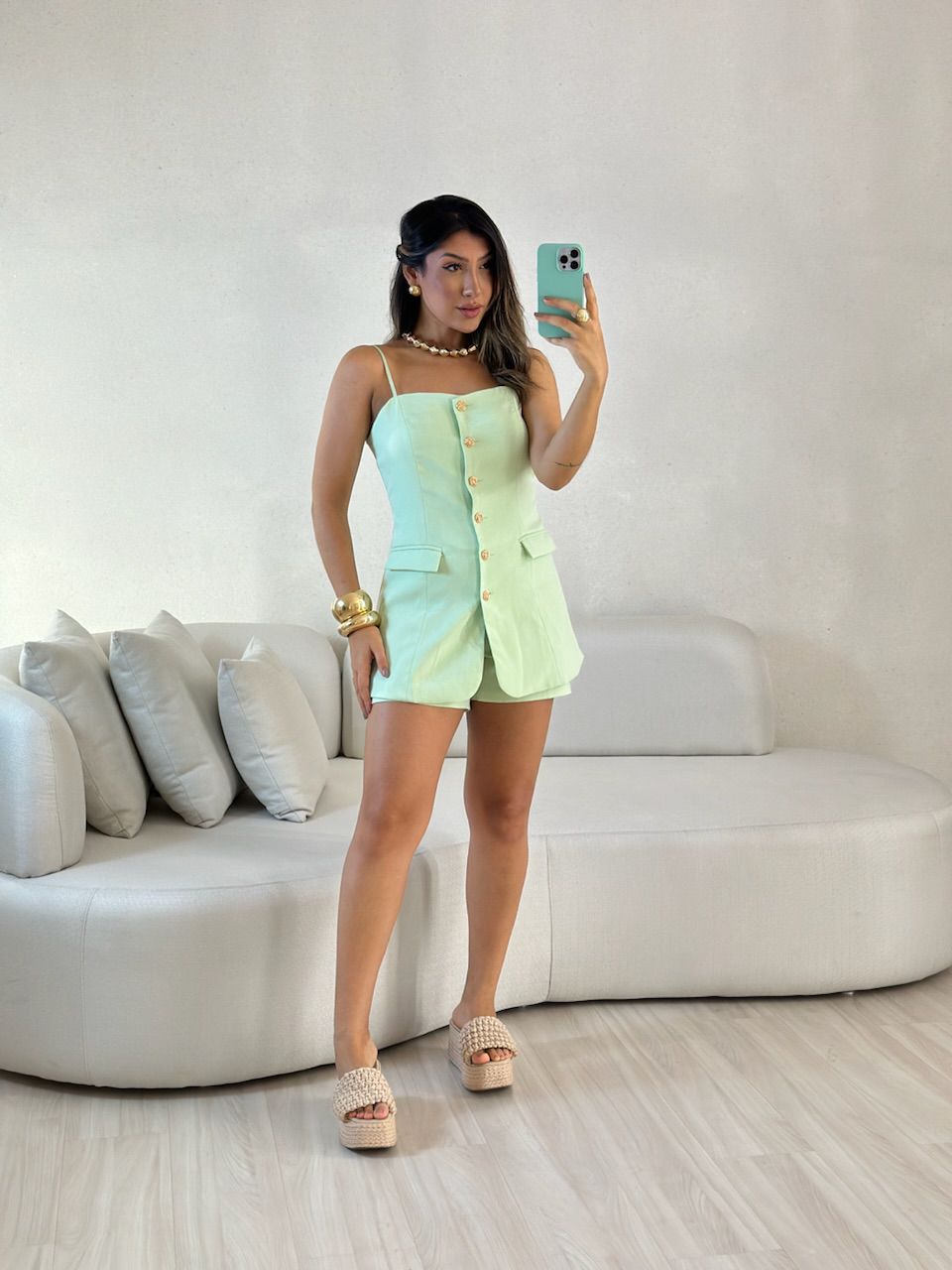 CONJUNTO CARMEN SHORT BABY GREEN - 0055300400 - CAROLLA FERRARO