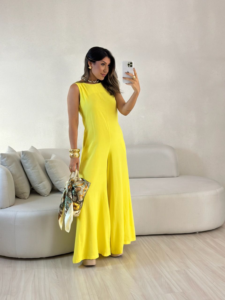 MACACÃO MARCIA FAIXA AMARELO - 0057650111 - CAROLLA FERRARO