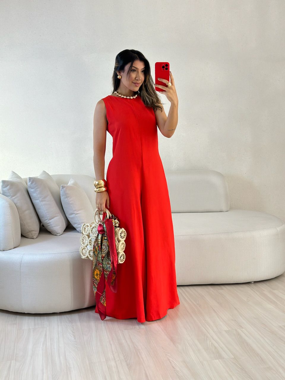 MACACÃO MARCIA FAIXA VERMELHO - 0057650006 - CAROLLA FERRARO