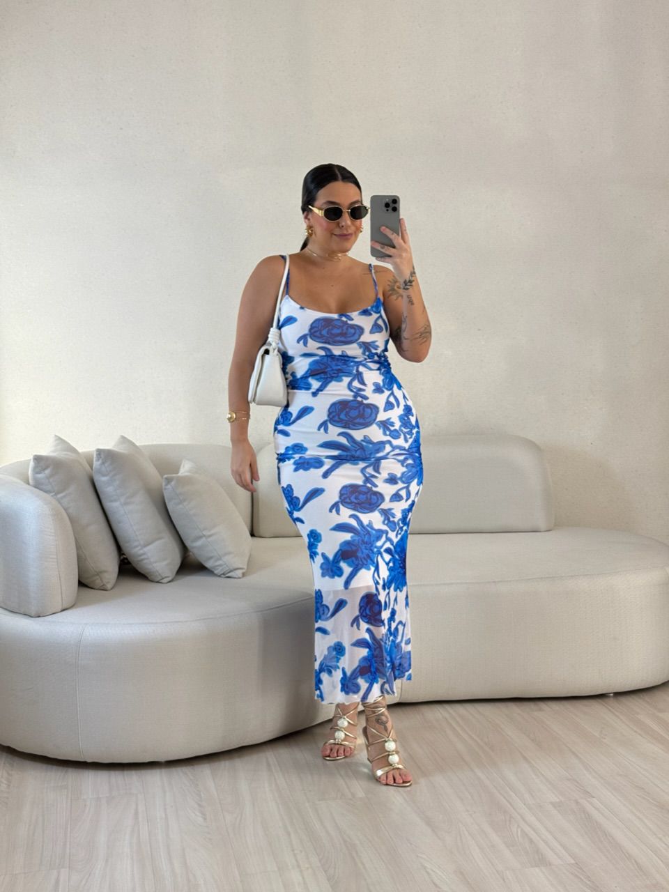 VESTIDO MAIA TULE ALÇA OFF/AZUL