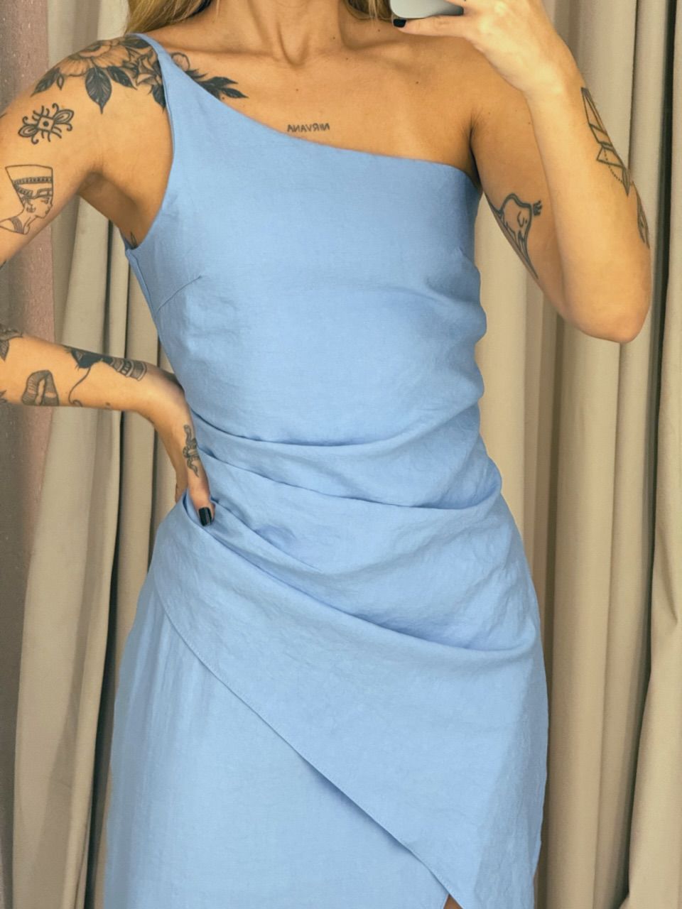 VESTIDO ELOÍSA DRAPEADO AZUL